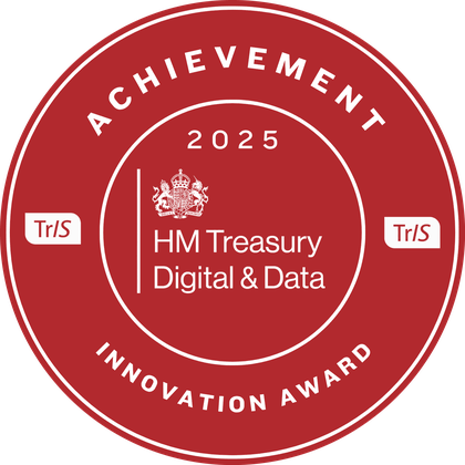 HM Treasury Digital & Data Achievement Innovation Award badge, 2025