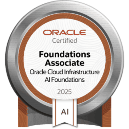 Oracle Cloud Infrastructure AI Foundations Associate badge, 2025